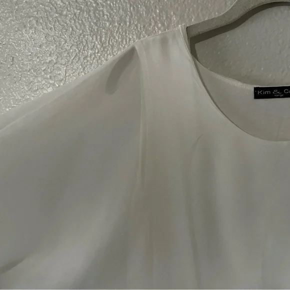 Kim & Cami |  Off-White Sheer Blouse and Tank Combo Top, Size Large - Picture 5 of 9